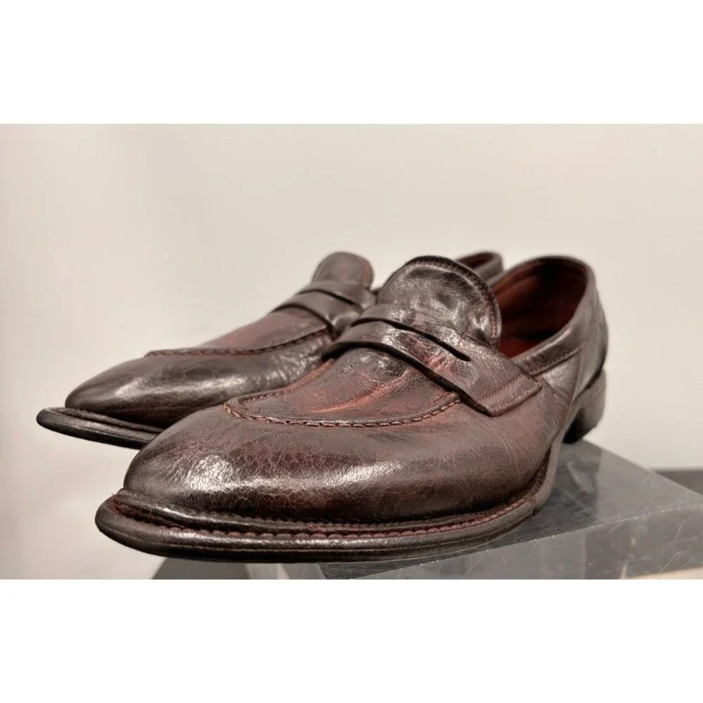 Lemargo Handmade Buffalo Loafer In Brown Cognac Size 40 Made Italy